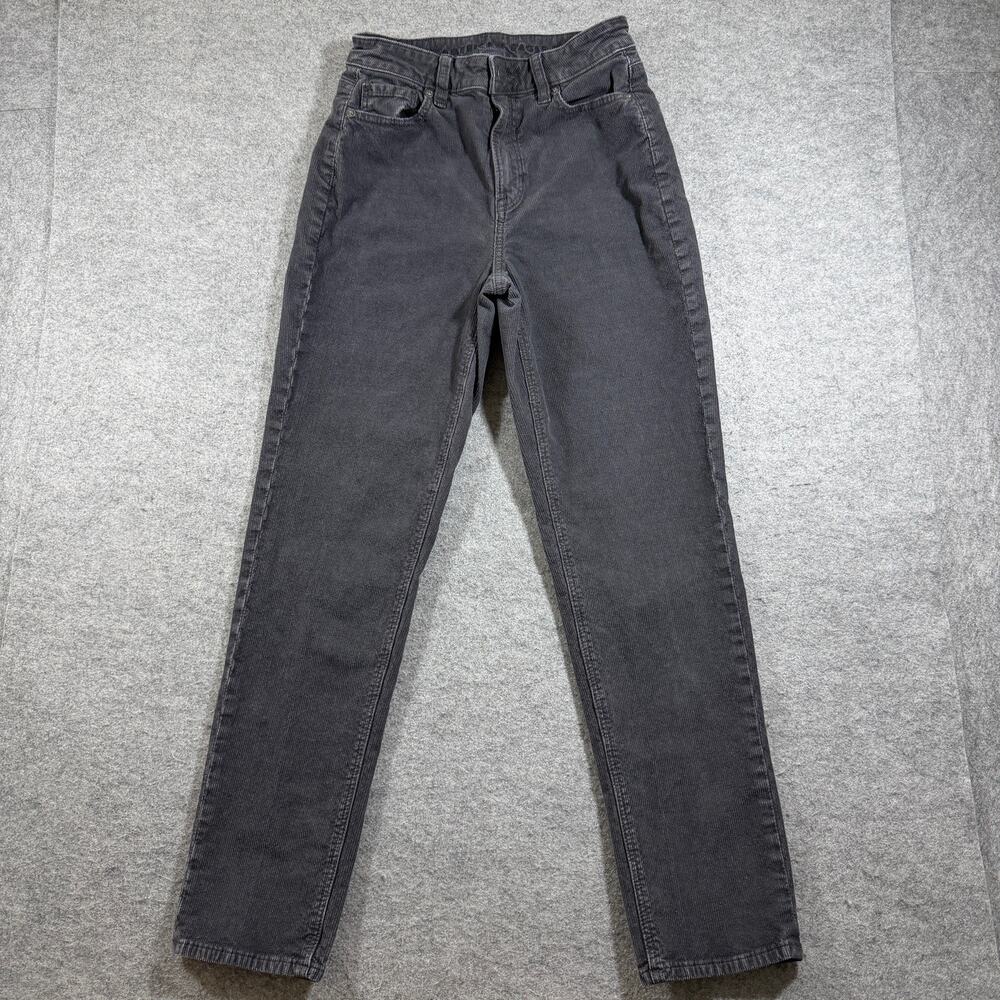American Eagle Corduroy Pants Womens 0 Gray High Rise Five Pocket Stretch